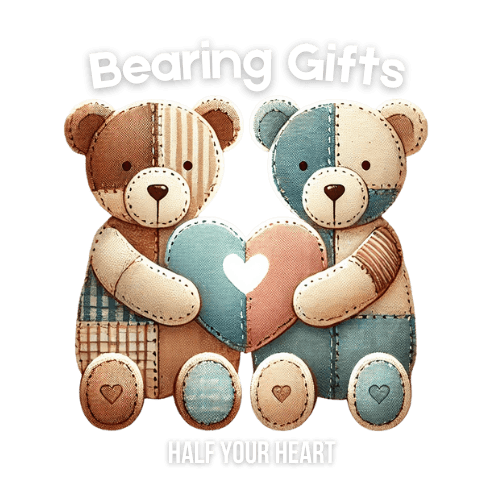 Bearing Gifts - Two teddy bears with hearts